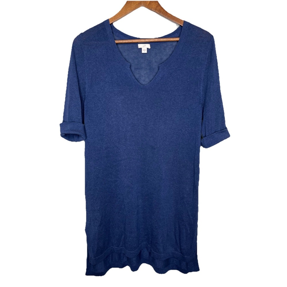 J Jill Dress Womens M Blue Linen Blend Preppy Coastal Beachy Casual Resort